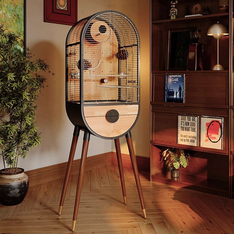 Prírodná oceľová drevená klietka pre vtáky Odnímateľné klietky Prírodná oceľová drevená klietka pre vtáky Odnímateľné klietky