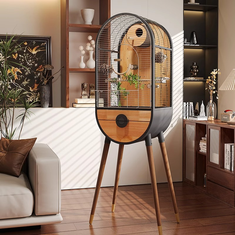 Prírodná oceľová drevená klietka pre vtáky Odnímateľné klietky Prírodná oceľová drevená klietka pre vtáky Odnímateľné klietky