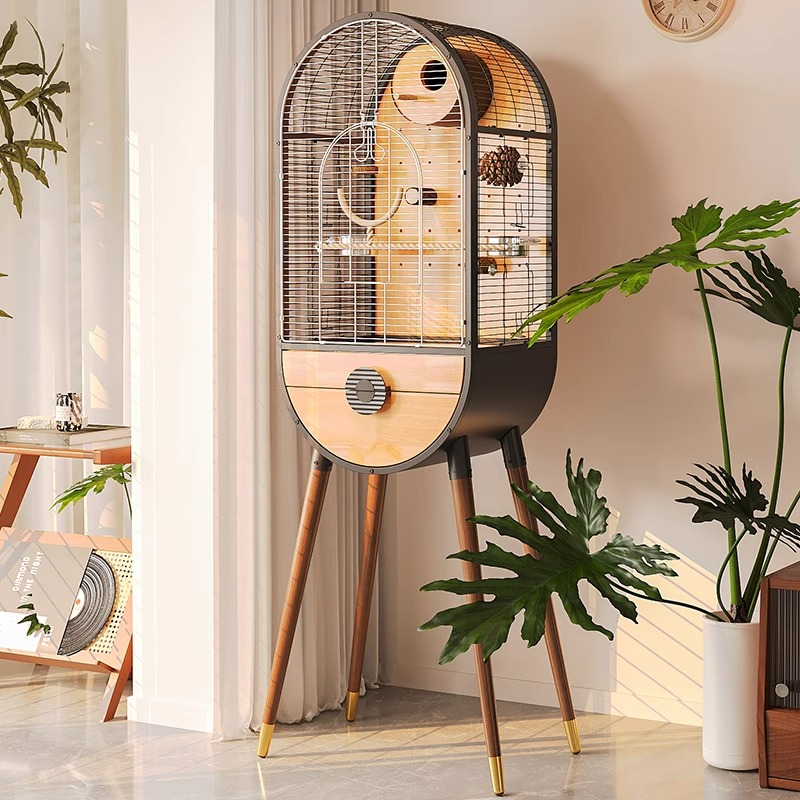 Prírodná oceľová drevená klietka pre vtáky Odnímateľné klietky Prírodná oceľová drevená klietka pre vtáky Odnímateľné klietky