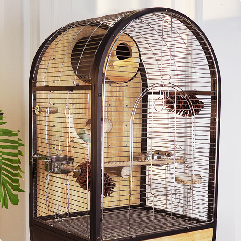 Prírodná oceľová drevená klietka pre vtáky Odnímateľné klietky Prírodná oceľová drevená klietka pre vtáky Odnímateľné klietky