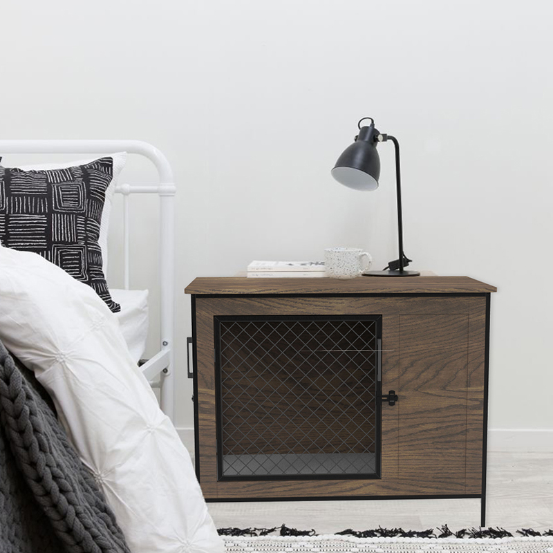 Vnútorná psa prepravky na koncový stôl drevený nábytok v štýle psie klietky Vnútorná psa prepravky na koncový stôl drevený nábytok v štýle psie klietky