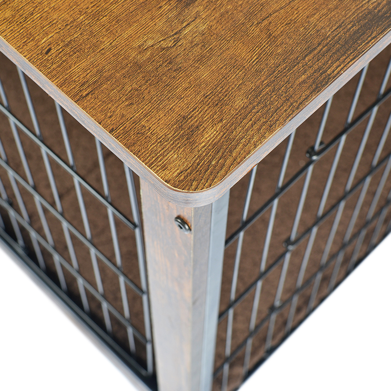 Klietka pre psie v štýle vnútorného dreveného nábytku s vankúšom a kolesami Klietka pre psie v štýle vnútorného dreveného nábytku s vankúšom a kolesami