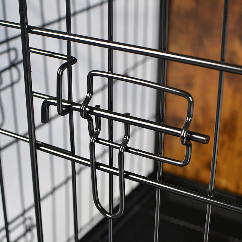 Klietka pre psie v štýle vnútorného dreveného nábytku s vankúšom a kolesami Klietka pre psie v štýle vnútorného dreveného nábytku s vankúšom a kolesami