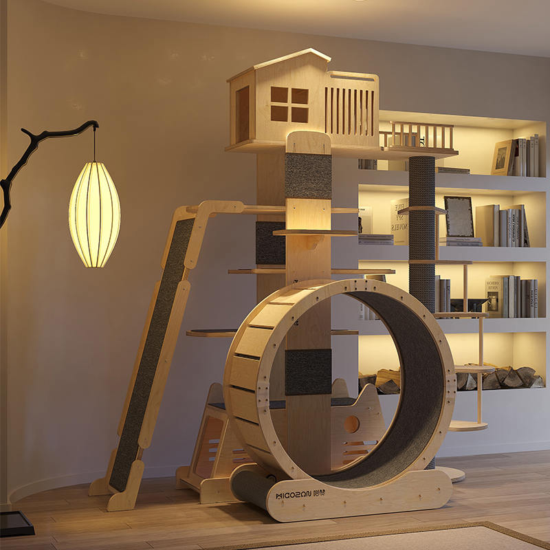 Masívne drevo Villa Viacúrovňová veža Veľká horolezectvo mačiek Masívne drevo Villa Viacúrovňová veža Veľká horolezectvo mačiek