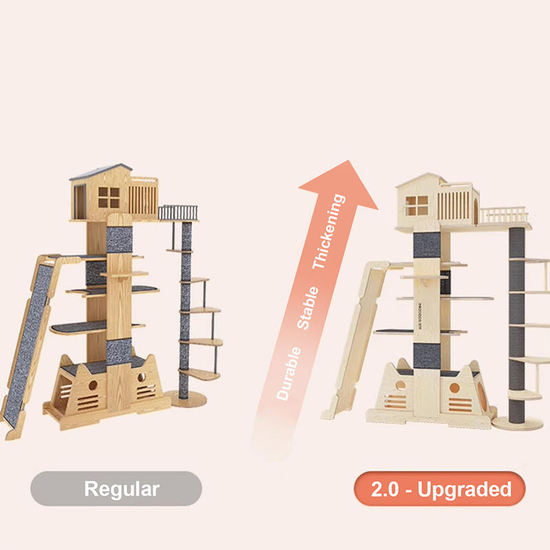 Masívne drevo Villa Viacúrovňová veža Veľká horolezectvo mačiek Masívne drevo Villa Viacúrovňová veža Veľká horolezectvo mačiek