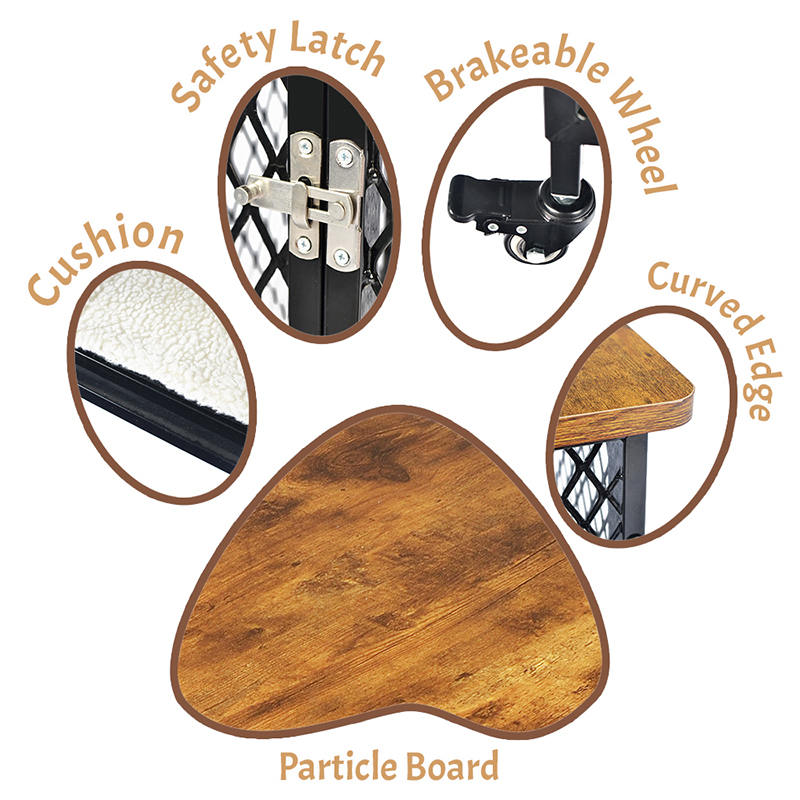 Nábytok v štýle veľkej drevenej klietky pre psie s kolesami a vankúšom Nábytok v štýle veľkej drevenej klietky pre psie s kolesami a vankúšom