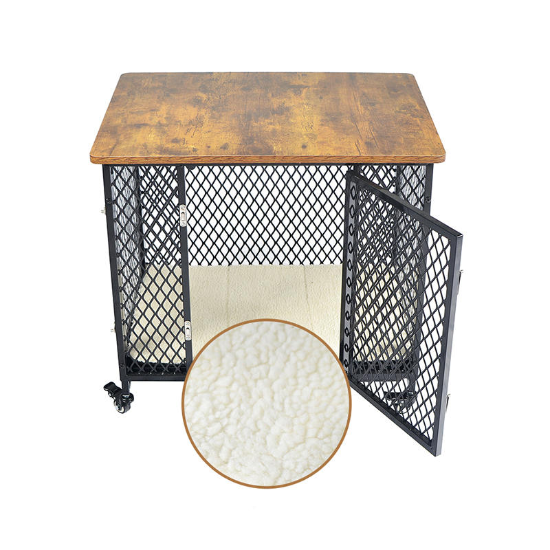 Nábytok v štýle veľkej drevenej klietky pre psie s kolesami a vankúšom Nábytok v štýle veľkej drevenej klietky pre psie s kolesami a vankúšom