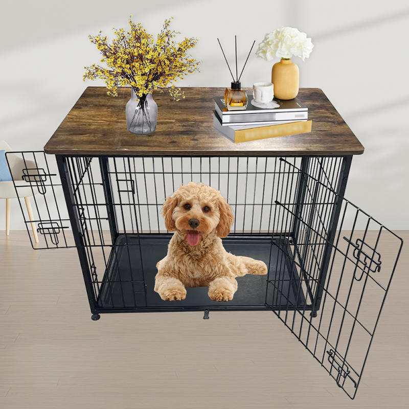 Veľká drevená nábytok pre psie klietky s odnímateľným podnosom Veľká drevená nábytok pre psie klietky s odnímateľným podnosom