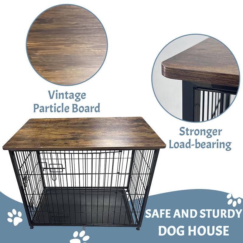 Veľká drevená nábytok pre psie klietky s odnímateľným podnosom Veľká drevená nábytok pre psie klietky s odnímateľným podnosom