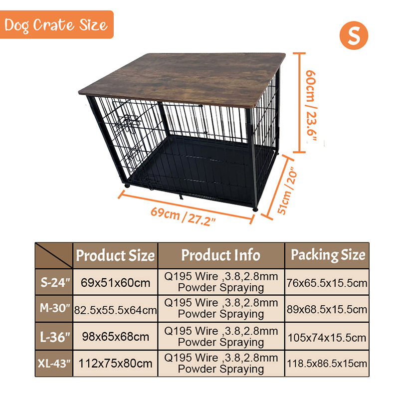 Veľká drevená nábytok pre psie klietky s odnímateľným podnosom Veľká drevená nábytok pre psie klietky s odnímateľným podnosom