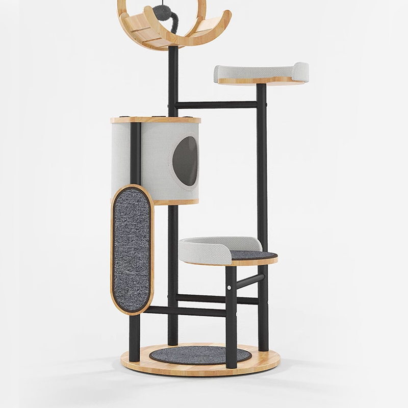 Gumové drevo a oceľová veža Cat Tree Greeting Rám Gumové drevo a oceľová veža Cat Tree Greeting Rám