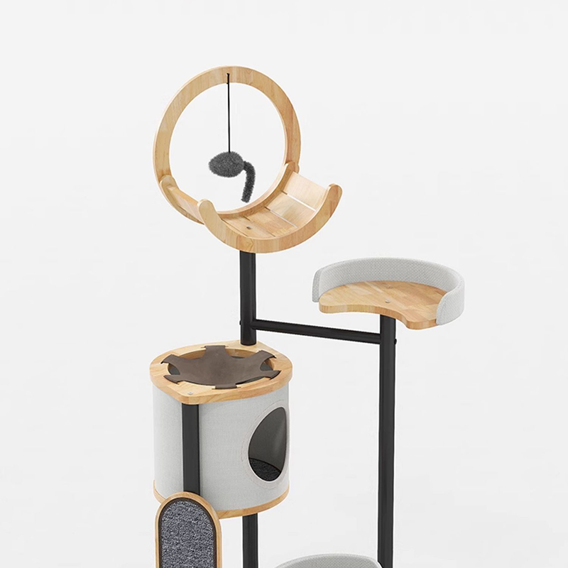 Gumové drevo a oceľová veža Cat Tree Greeting Rám Gumové drevo a oceľová veža Cat Tree Greeting Rám
