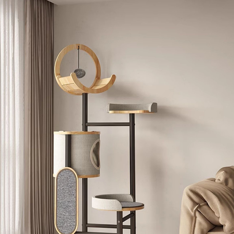 Gumové drevo a oceľová veža Cat Tree Greeting Rám Gumové drevo a oceľová veža Cat Tree Greeting Rám