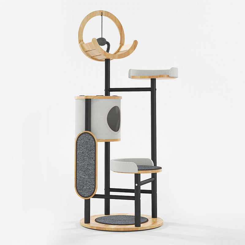 Gumové drevo a oceľová veža Cat Tree Greeting Rám Gumové drevo a oceľová veža Cat Tree Greeting Rám