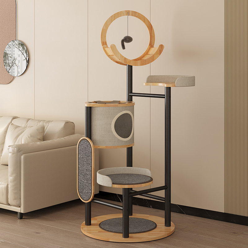 Gumové drevo a oceľová veža Cat Tree Greeting Rám Gumové drevo a oceľová veža Cat Tree Greeting Rám