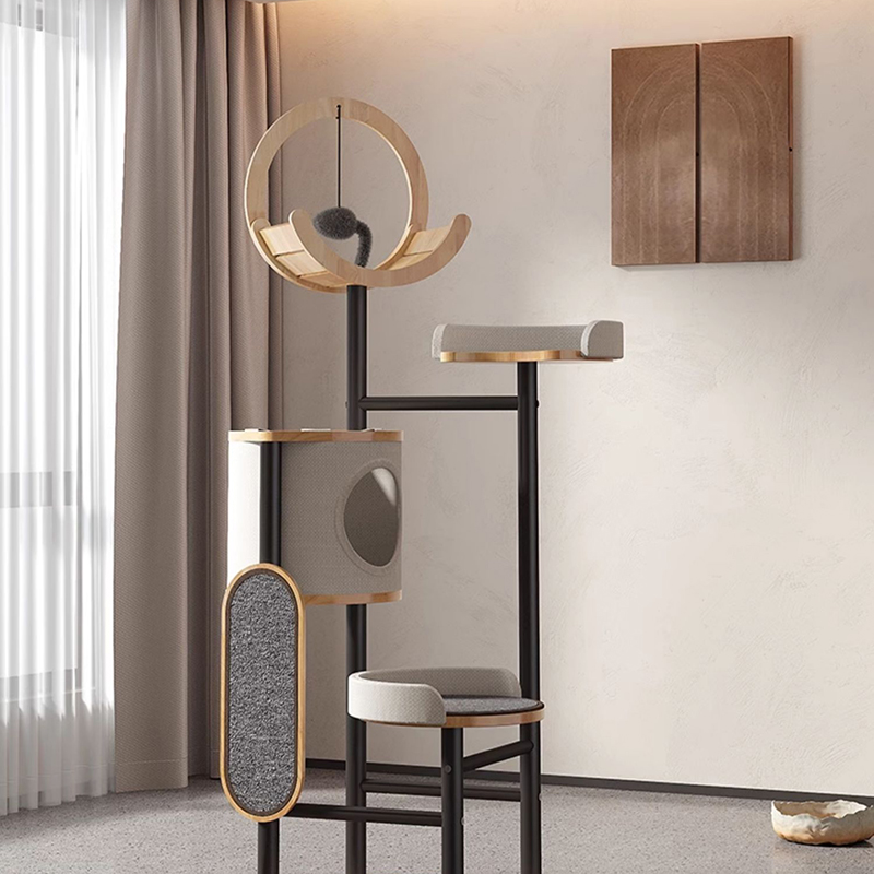 Gumové drevo a oceľová veža Cat Tree Greeting Rám Gumové drevo a oceľová veža Cat Tree Greeting Rám