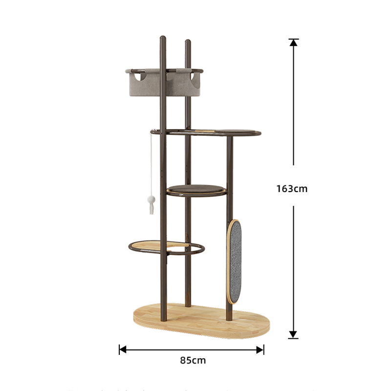 Podlaha až strop vysoký vnútorný gumový drevený mačkový strom veža s spiacim košom Podlaha až strop vysoký vnútorný gumový drevený mačkový strom veža s spiacim košom