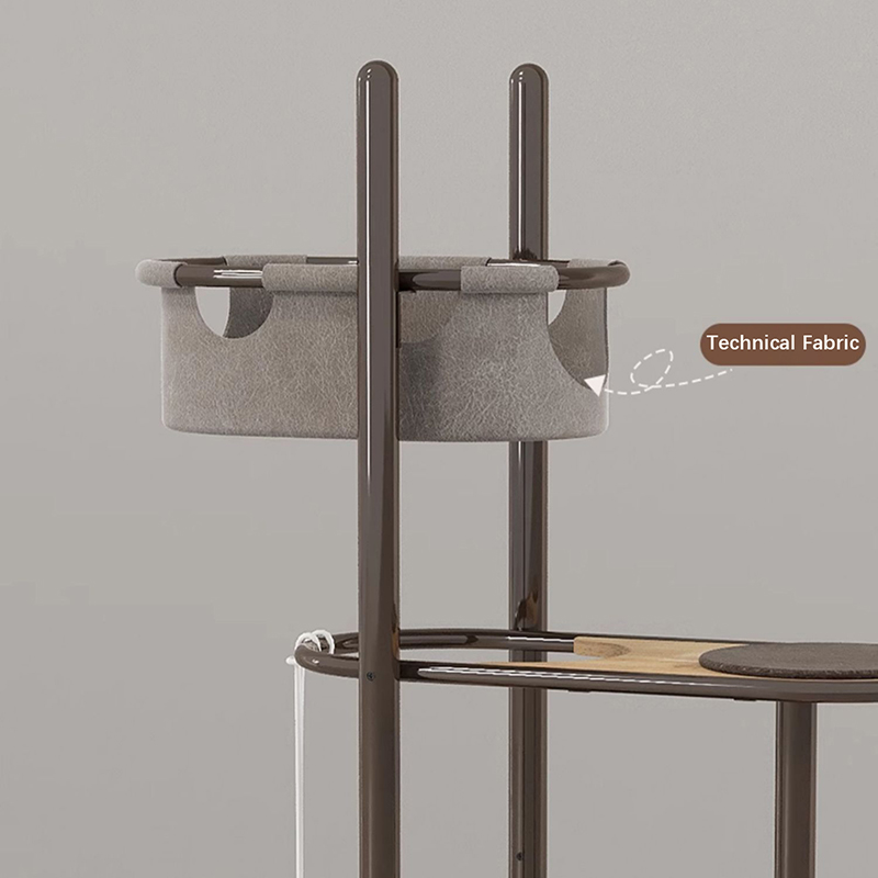 Podlaha až strop vysoký vnútorný gumový drevený mačkový strom veža s spiacim košom Podlaha až strop vysoký vnútorný gumový drevený mačkový strom veža s spiacim košom