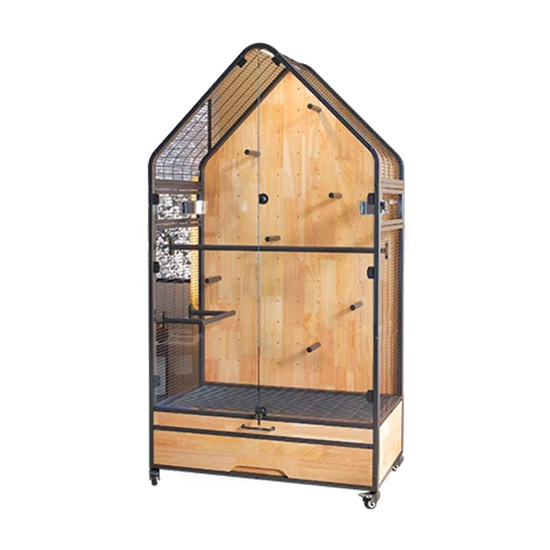 Drevené a oceľové klietky Veľké odnímateľné domácich majstrov Villa Parrot Parrot Bird Chľace klietky so stojanovými kolesami