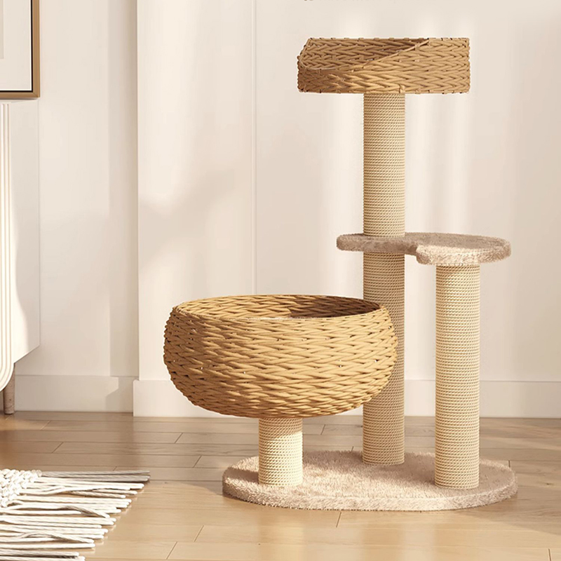 Moderná kraft papierová veža tkaná lezenie škrabanca stráč mačky Moderná kraft papierová veža tkaná lezenie škrabanca stráč mačky