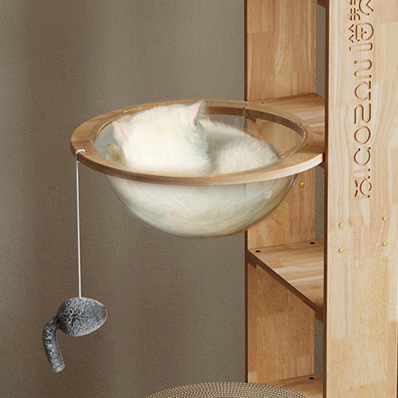 Viacúrovňový drevený vežový byt lezecký rám mačacieho stromu Viacúrovňový drevený vežový byt lezecký rám mačacieho stromu