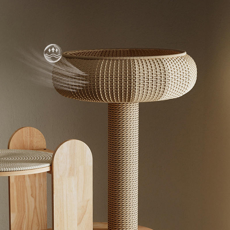 Viacúrovňový drevený vežový byt lezecký rám mačacieho stromu Viacúrovňový drevený vežový byt lezecký rám mačacieho stromu