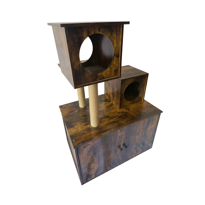 Drevená mačka dom veža Indoor Cat Tree lezenie rámca s krabicou