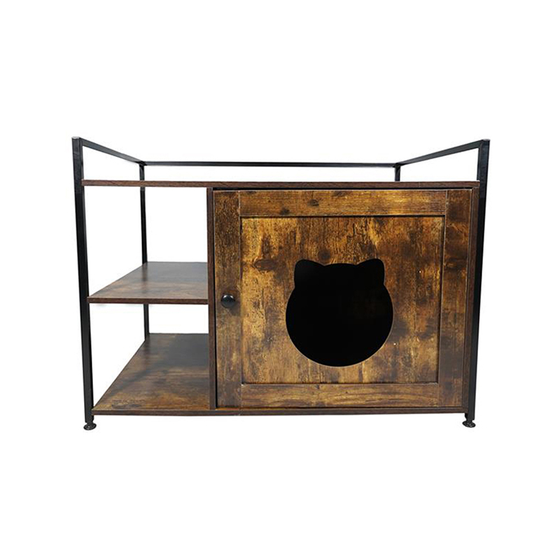 Klietka mačiek v štýle nábytku s kabinetou podstielky na skladovanie