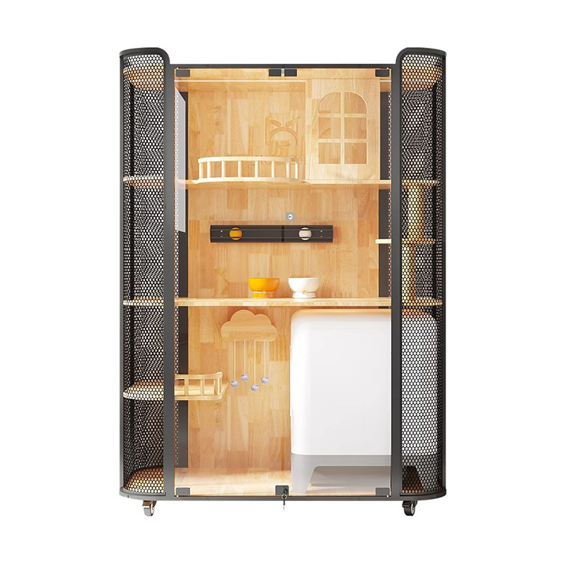 Gumová drevená mačka domova skrinka panoramatická vila klietka