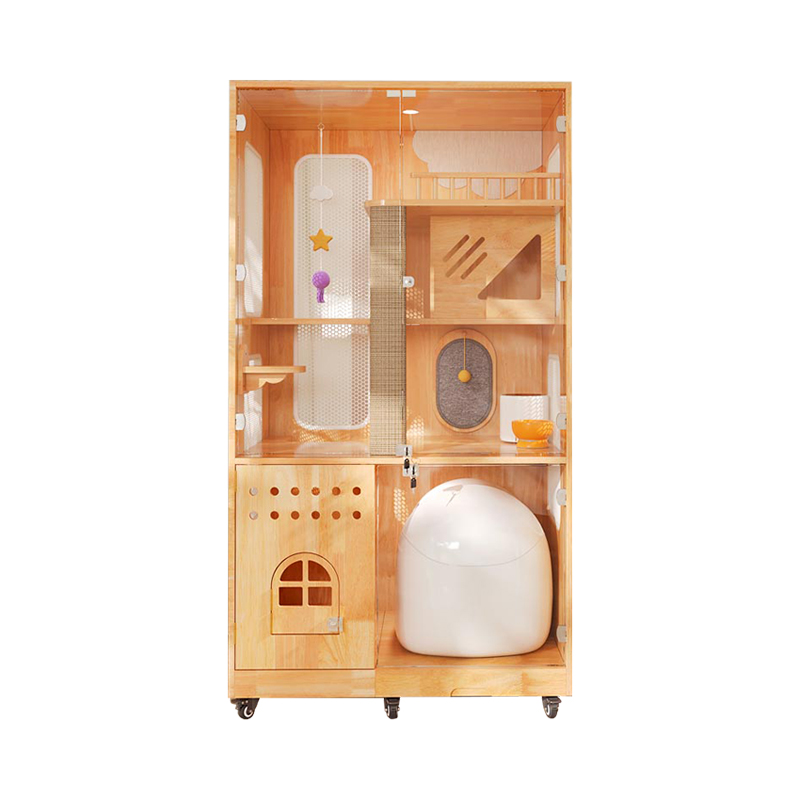 Panoramatická vnútorná vila klietka masívne drevo mačka dom