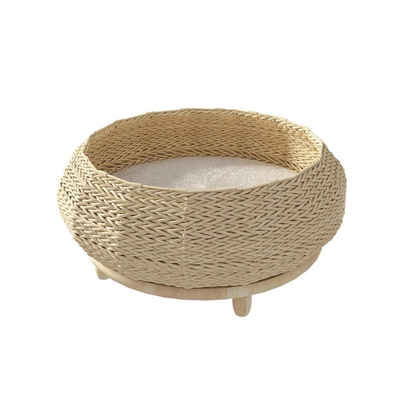 Ručne vyrábaný prírodný kraft papierový hniezdo tkané mačacie psie posteľ Ručne vyrábaný prírodný kraft papierový hniezdo tkané mačacie psie posteľ