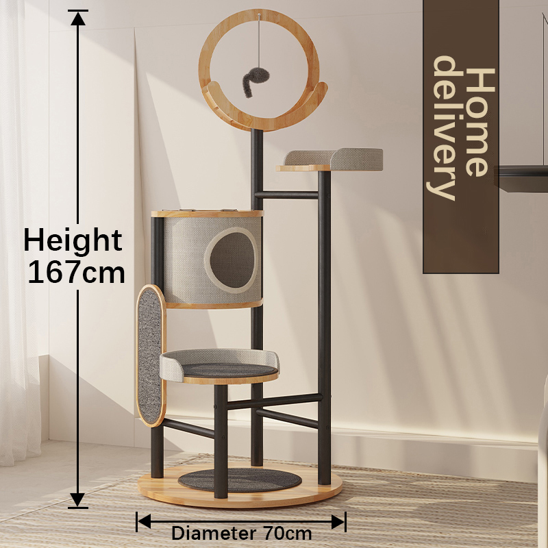 Gumové drevo a oceľová veža Cat Tree Greeting Rám Gumové drevo a oceľová veža Cat Tree Greeting Rám